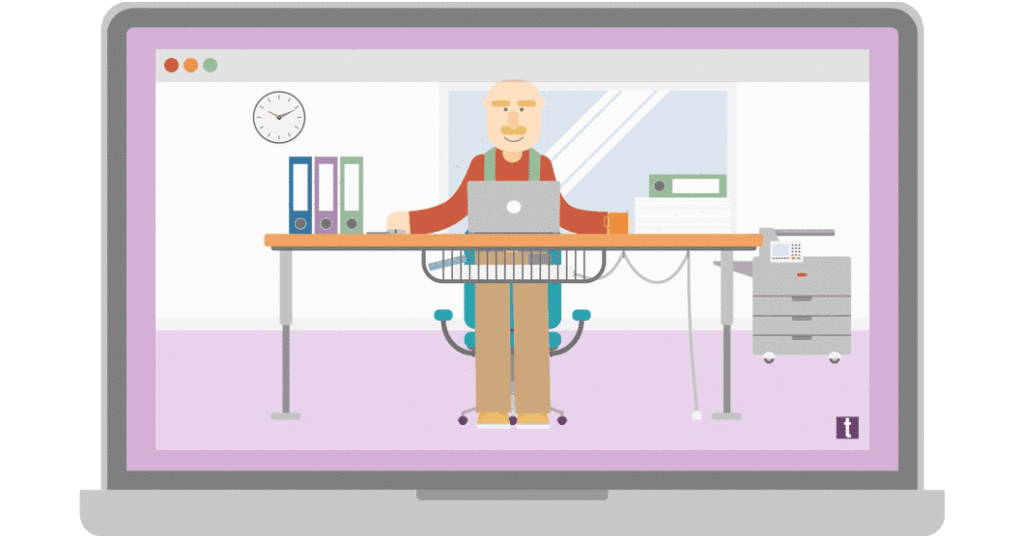 Illustration of a guy working behind his desk