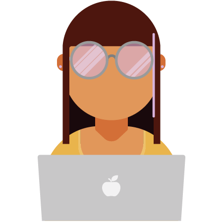 Illustration of person sitting behind a Macbook